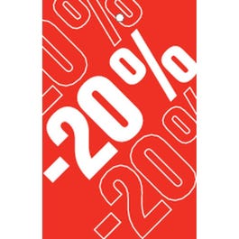 Hangetiket 20% 55x85mm rood - per 250 Hangetiket 20% 55x85mm rood - per 250