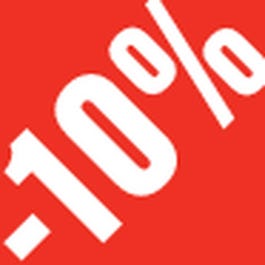Kortingsstickers op rol -10% rood 3,3x3,3cm - per 500 Kortingsstickers op rol -10% rood 3,3x3,3cm - per 500
