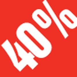 Kortingsstickers op rol -40% rood 3,3x3,3cm - per 500 Kortingsstickers op rol -40% rood 3,3x3,3cm - per 500
