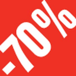 Kortingsstickers op rol -70% rood 3,3x3,3cm - per 500 Kortingsstickers op rol -70% rood 3,3x3,3cm - per 500