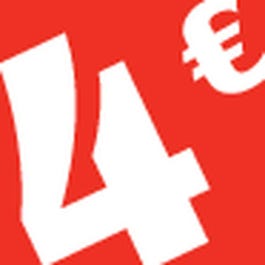 Prijsstickers op rol 4€ rood 3,3x3,3cm - per 500 Prijsstickers op rol 4€ rood 3,3x3,3cm - per 500