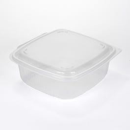 Plastic bakje transparant met klap deksel 1200ml 19x18,5x6,8cm - per 50 Plastic bakje transparant met klap deksel 1200ml 19x18,5x6,8cm - per 50