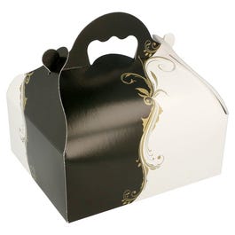 Gebaksdoos karton met handvat Baroque 16x18x7cm - per 50 Gebaksdoos karton met handvat Baroque 16x18x7cm - per 50