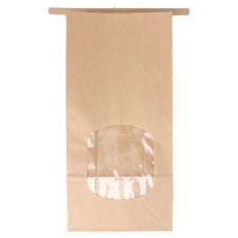 Blokbodemzak kraft met venster en sluiting 12+6,5x24,6cm - per 50 Blokbodemzak kraft met venster en sluiting 12+6,5x24,6cm - per 50