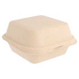 Hamburgerdoos suikerriet natuurlijke vast deksel 450cc 15,2x15x8,4 - per 50 Hamburgerdoos suikerriet natuurlijke vast deksel 450cc 15,2x15x8,4 - per 50