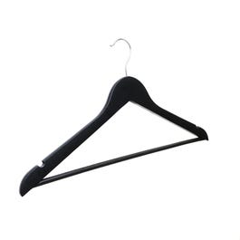 Kledinghanger hout met inkepingen en broeklat zwart 44cm - per 6 Kledinghanger hout met inkepingen en broeklat zwart 44cm - per 6