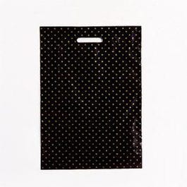 Plastic tas uitgesneden handvatten zwart gouden bloemen 34x4x48cm - per 300 Plastic tas uitgesneden handvatten zwart gouden bloemen 34x4x48cm - per 300