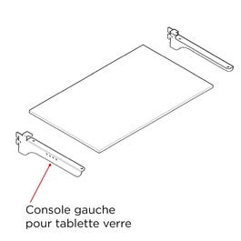 Plankdrager links voor glazen legbord 30cm Plankdrager links voor glazen legbord 30cm