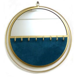 Spiegel sieraden display blauw en gouden basis 32.5x3.5x34.5cm Spiegel sieraden display blauw en gouden basis 32.5x3.5x34.5cm