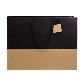 Luxe draagtas kraft zwart 39+18x29cm - per 10 Luxe draagtas kraft zwart 39+18x29cm - per 10