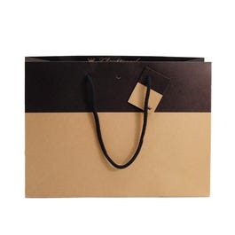 Luxe draagtas kraft zwart 33+11,5x24cm - per 10 Luxe draagtas kraft zwart 33+11,5x24cm - per 10