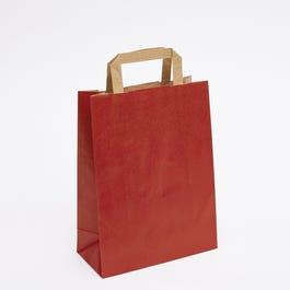 Krafttas met platte handvatten rood 22x10x29cm - per 50 Krafttas met platte handvatten rood 22x10x29cm - per 50
