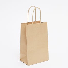 Krafttas met gedraaide handvatten bruin 14x7x21cm - per 50 Krafttas met gedraaide handvatten bruin 14x7x21cm - per 50