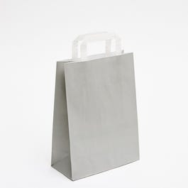 Krafttas met platte handvatten grijs 22x10x28cm - per 50 Krafttas met platte handvatten grijs 22x10x28cm - per 50