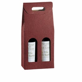 Flesdoos 2 flessen bordeaux rood 18x9x40cm - per 10 Flesdoos 2 flessen bordeaux rood 18x9x40cm - per 10