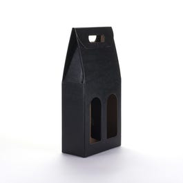 Flesdoos 2 flessen zwart 18x9x40cm - per 10 Flesdoos 2 flessen zwart 18x9x40cm - per 10