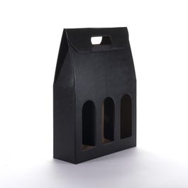 Flesdoos 3 flessen zwart 27x9x40cm - per 10 Flesdoos 3 flessen zwart 27x9x40cm - per 10