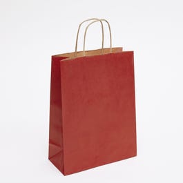 Krafttas met gedraaide handvatten rood 22x10x29cm - per 50 Krafttas met gedraaide handvatten rood 22x10x29cm - per 50