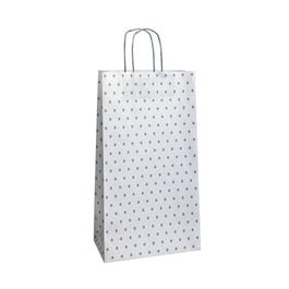 Krafttas met gedraaide handvatten grijze stippen 32x16x44cm - per 25 Krafttas met gedraaide handvatten grijze stippen 32x16x44cm - per 25