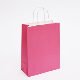 Krafttas met gedraaide handvatten fuchsia 22x10x29cm - per 50 Krafttas met gedraaide handvatten fuchsia 22x10x29cm - per 50