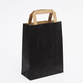 Krafttas met platte handvatten zwart 18x8x24cm - per 50 Krafttas met platte handvatten zwart 18x8x24cm - per 50