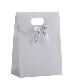 Geschenkzak met strikje wit 19x8x26cm - per 10 Geschenkzak met strikje wit 19x8x26cm - per 10