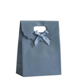 Geschenkzak met strikje grijs 12x6x16cm - per 10 Geschenkzak met strikje grijs 12x6x16cm - per 10