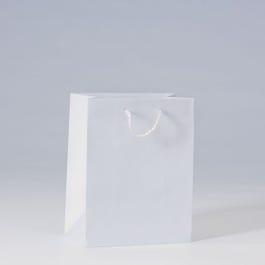 Luxe draagtas glans wit 18x10x23cm - per 12 Luxe draagtas glans wit 18x10x23cm - per 12