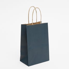 Krafttas met gedraaide handvatten blauw 14x7x21cm - per 50 Krafttas met gedraaide handvatten blauw 14x7x21cm - per 50