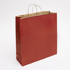 Krafttas met gedraaide handvatten rood 45x15x49cm - per 50 Krafttas met gedraaide handvatten rood 45x15x49cm - per 50