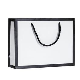 Luxe draagtas wit zwart 24x8x18cm - per 12 Luxe draagtas wit zwart 24x8x18cm - per 12