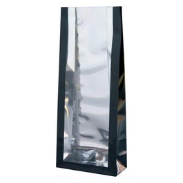 Kruisbodemzak met venster zwart 9x4,5x24cm - per 50 Kruisbodemzak met venster zwart 9x4,5x24cm - per 50