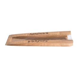 Sandwichzak met venster kraft bruin 10x3.5x34cm - per 1000 Sandwichzak met venster kraft bruin 10x3.5x34cm - per 1000