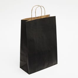 Krafttas met gedraaide handvatten zwart 27+12x37cm - per 50 Krafttas met gedraaide handvatten zwart 27+12x37cm - per 50
