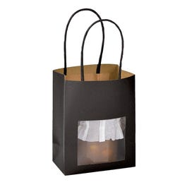 Krafttas met gedraaide handvattan en venster zwart 11,4+6,5x14,7cm - per 25 Krafttas met gedraaide handvattan en venster zwart 11,4+6,5x14,7cm - per 25