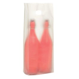 Flestas 2 flessen plastic uitgesneden handvatten ijskleur 16x46+8cm - per 100 Flestas 2 flessen plastic uitgesneden handvatten ijskleur 16x46+8cm - per 100