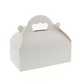 Gebaksdoos karton handvatten wit 10x18+7cm - per 50 Gebaksdoos karton handvatten wit 10x18+7cm - per 50