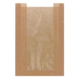 Brood- en banketzak kraft met venster bruin 23+5x34cm - per 1000 Brood- en banketzak kraft met venster bruin 23+5x34cm - per 1000