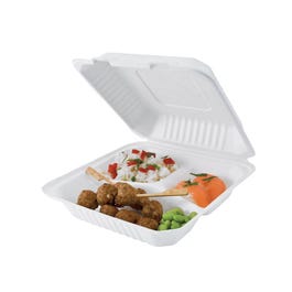 Lunchbox 3 vakken suikerriet 22.9x22.9x4.48cm - per 50 Lunchbox 3 vakken suikerriet 22.9x22.9x4.48cm - per 50