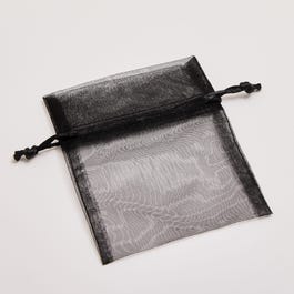 Organza zakje zwart 9x12cm - per 10 Organza zakje zwart 9x12cm - per 10