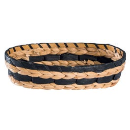 Mand ovaal uit gevlochten natuurlijke en zwarte bladeren 31x20,5x7,5cm Mand ovaal uit gevlochten natuurlijke en zwarte bladeren 31x20,5x7,5cm