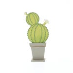 Groen cactus in houten te steun 12x4,5x24cm